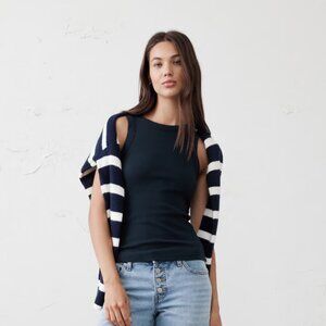 Banana Republic Ribbed Racer Back Tank Navy Small S #811582